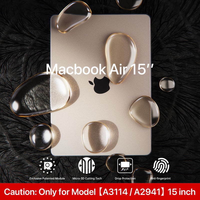soonjet حافظةoonjet متوافقة مع جهاز MacBook Air 15 بوصة 2023 2024 New M3 M2 [مطابقة اللون الرسمي بنسبة 100%] [درع رفيع للغاية] غطاء حماية صلب غير لامع لجهاز الكمبيوتر المحمول طراز A3114 A2941 - ضوء النجوم شفاف - Image 2